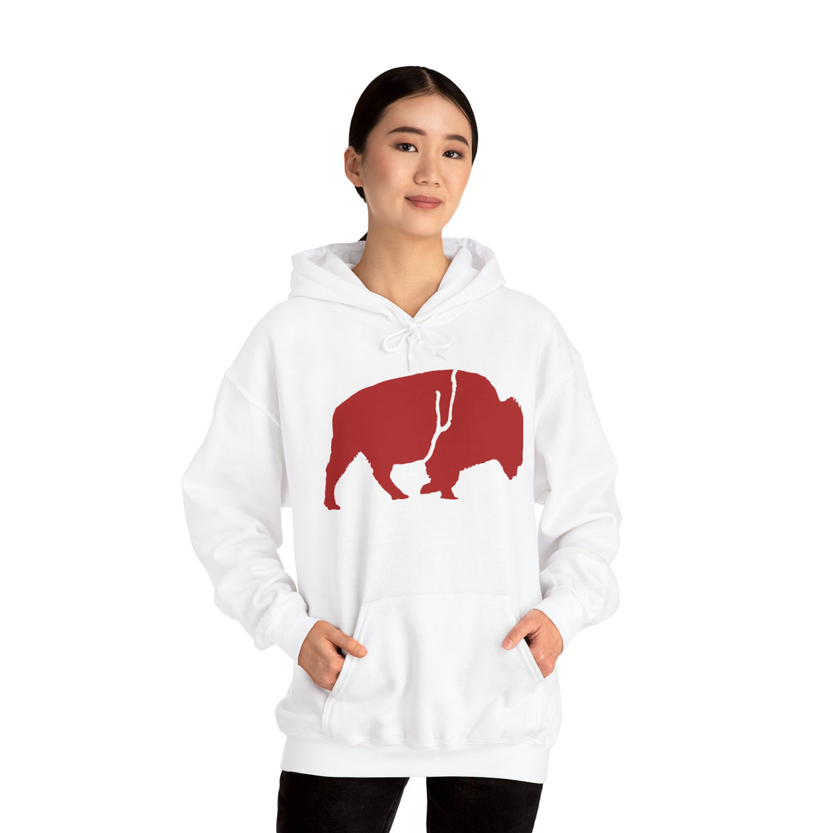 QKA Bills Backers Red Standing Buffalo Hoodie