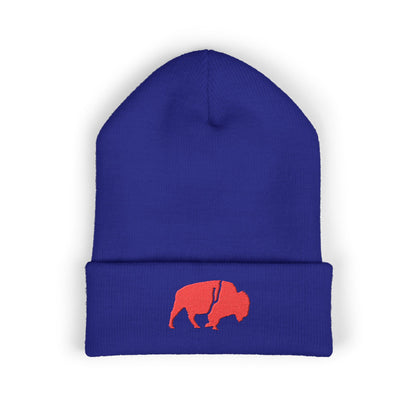 QKA Red Standing Buffalo Embroidered Beanie