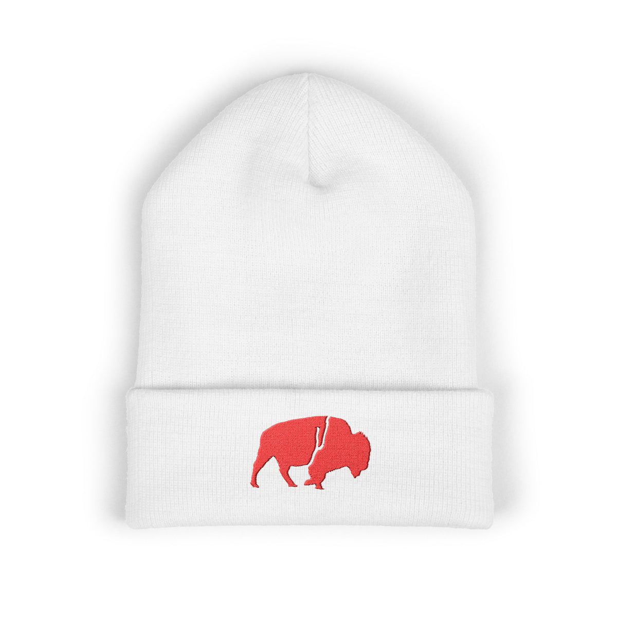 QKA Red Standing Buffalo Embroidered Beanie