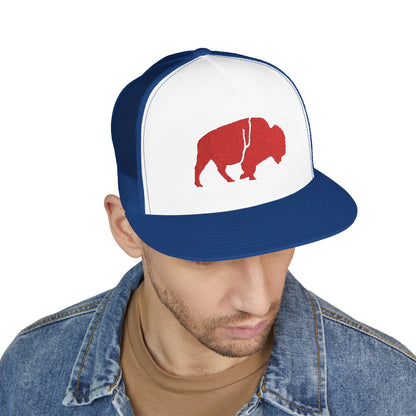 QKA Bills Backers Red Glitter Standing Buffalo Trucker Cap