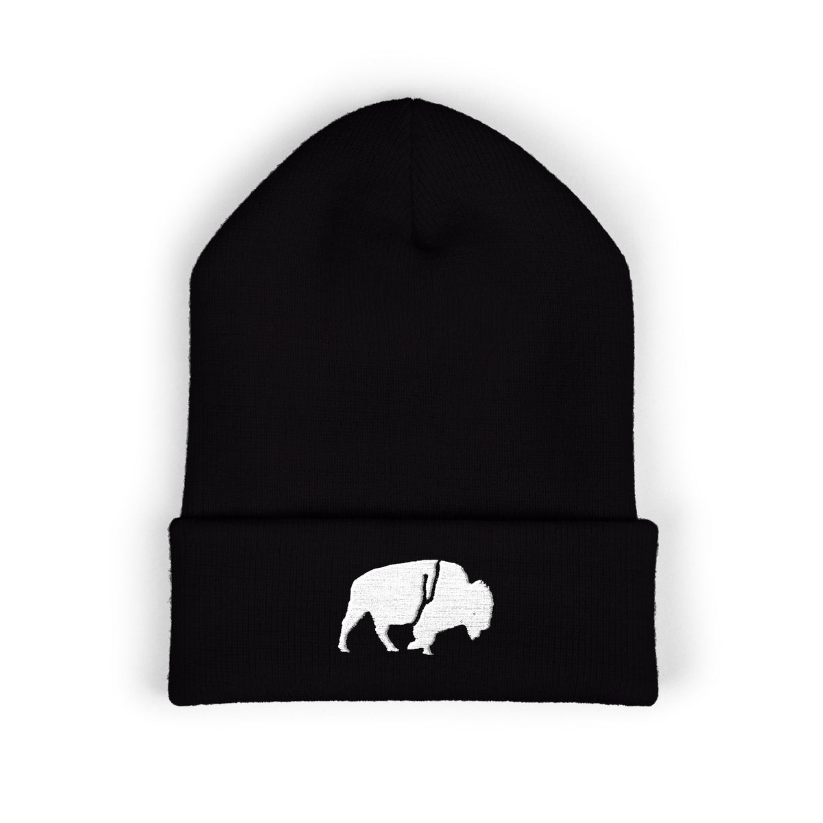 QKA White Standing Buffalo Embroidered Beanie