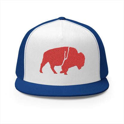 QKA Bills Backers Red Glitter Standing Buffalo Trucker Cap