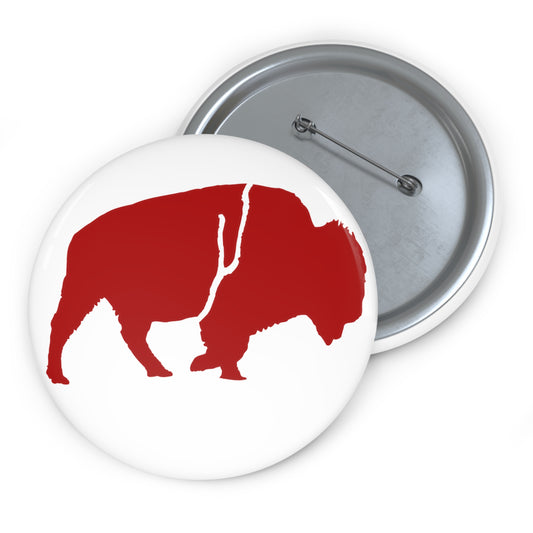 White & Red Standing Buffalo Pin — 3-inch