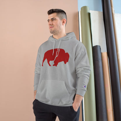 QKA Bills Backers Red Standing Buffalo Champion Hoodie