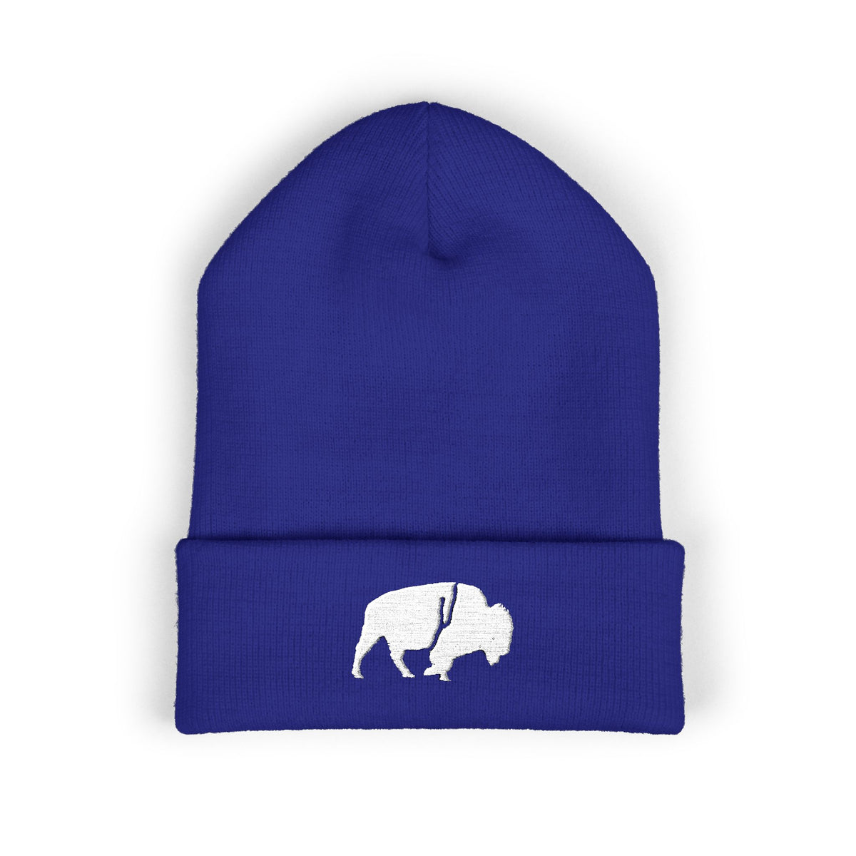 QKA White Standing Buffalo Embroidered Beanie