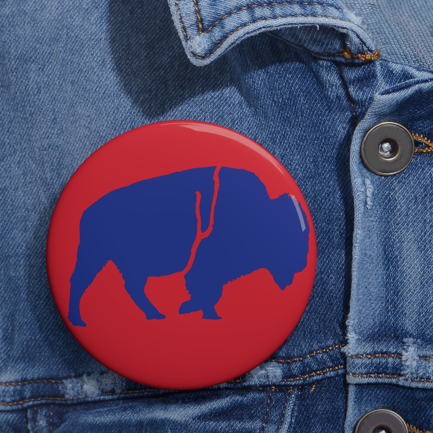 Red & Blue Standing Buffalo Pin — 3-inch