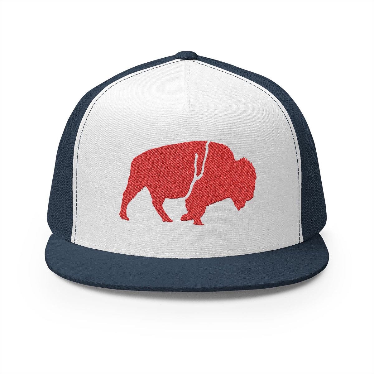 QKA Bills Backers Red Glitter Standing Buffalo Trucker Cap