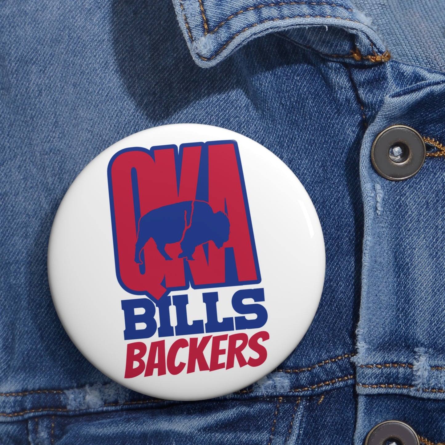 Custom Pin Buttons - QKA Bills Backers Logo