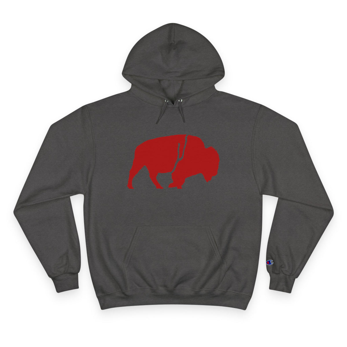 QKA Bills Backers Red Standing Buffalo Champion Hoodie