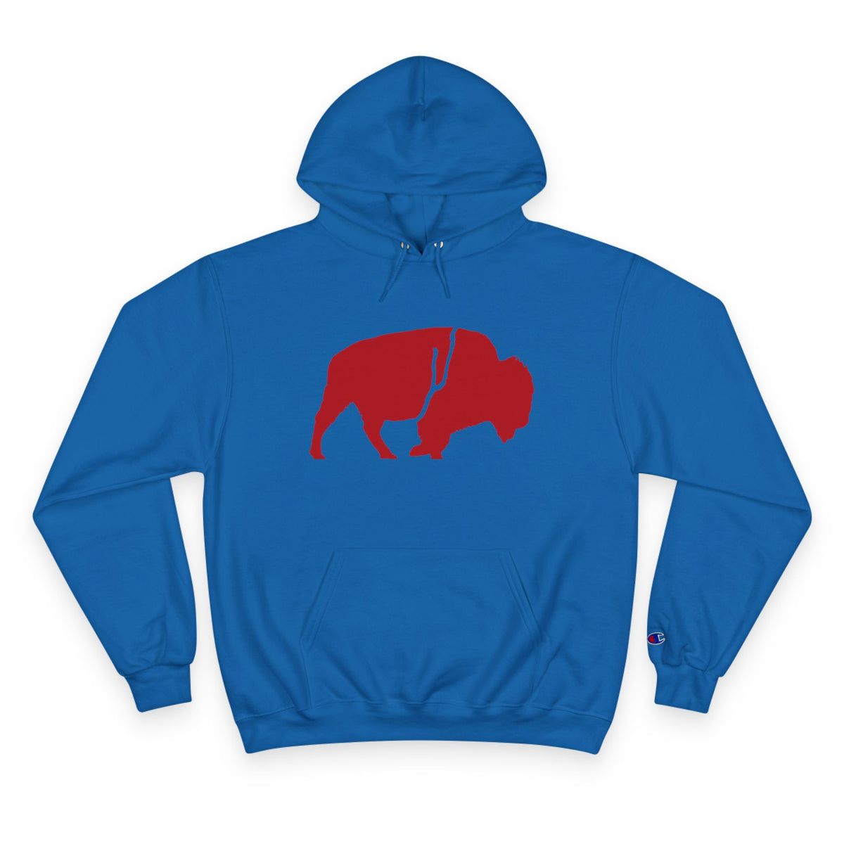 QKA Bills Backers Red Standing Buffalo Champion Hoodie