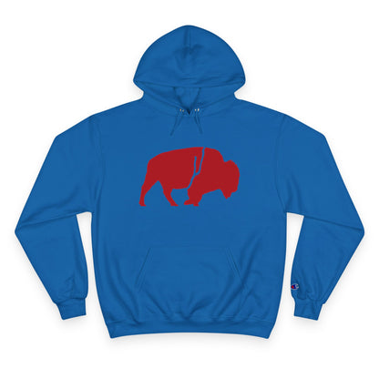 QKA Bills Backers Red Standing Buffalo Champion Hoodie