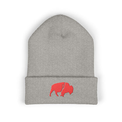 QKA Red Standing Buffalo Embroidered Beanie