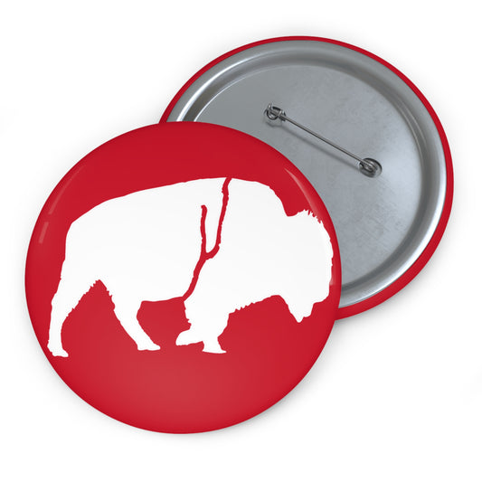 Red & White Standing Buffalo Pin — 3-inch