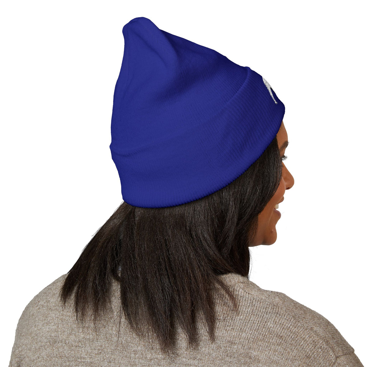QKA White Standing Buffalo Embroidered Beanie