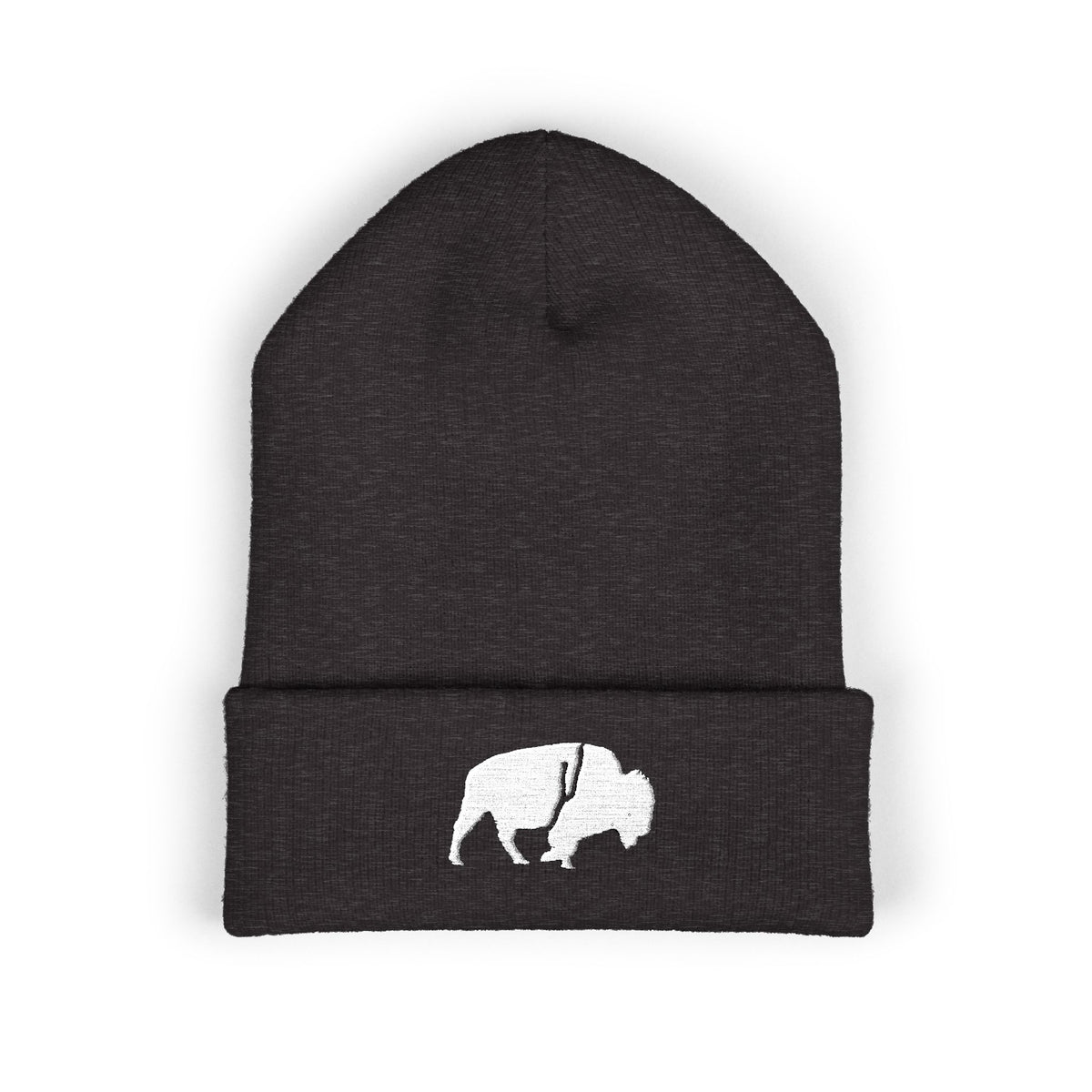 QKA White Standing Buffalo Embroidered Beanie