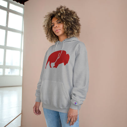 QKA Bills Backers Red Standing Buffalo Champion Hoodie