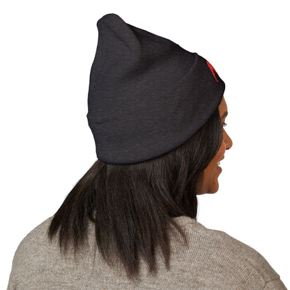 QKA Red Standing Buffalo Embroidered Beanie