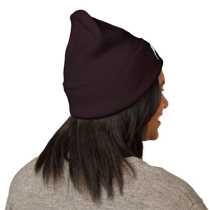QKA White Standing Buffalo Embroidered Beanie