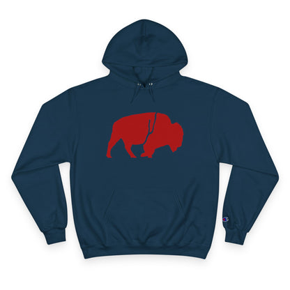 QKA Bills Backers Red Standing Buffalo Champion Hoodie