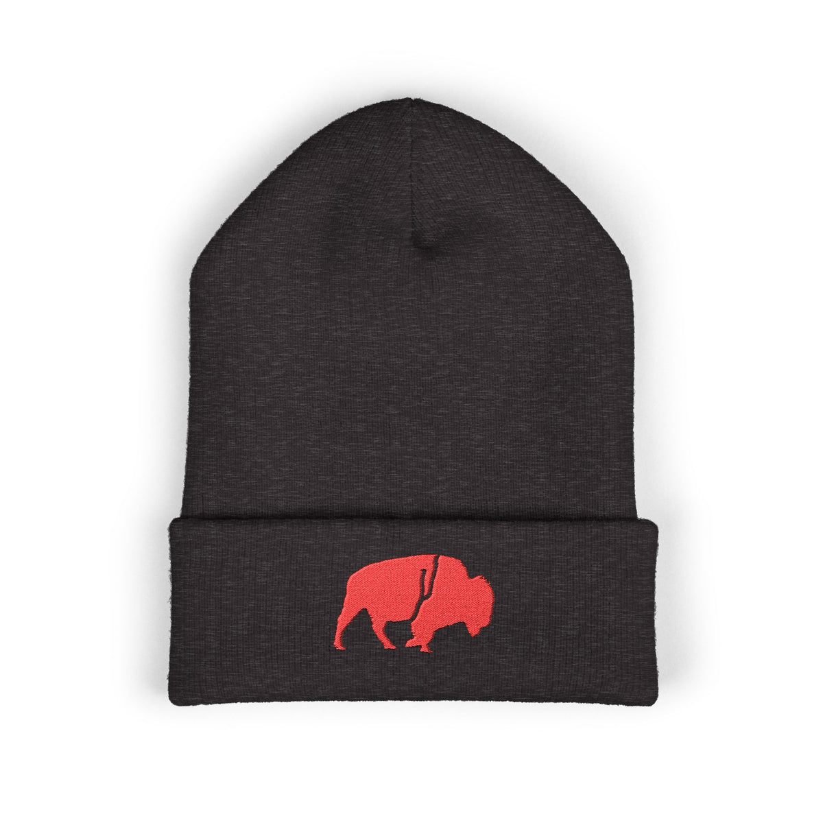 QKA Red Standing Buffalo Embroidered Beanie