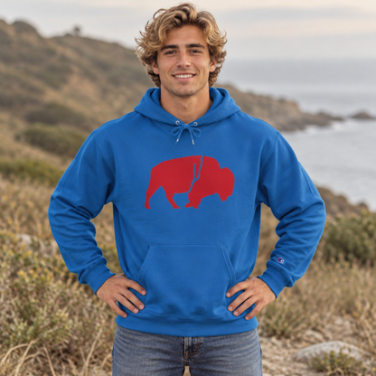 QKA Bills Backers Red Standing Buffalo Champion Hoodie