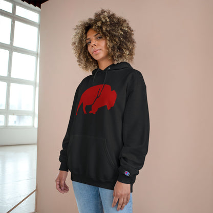 QKA Bills Backers Red Standing Buffalo Champion Hoodie