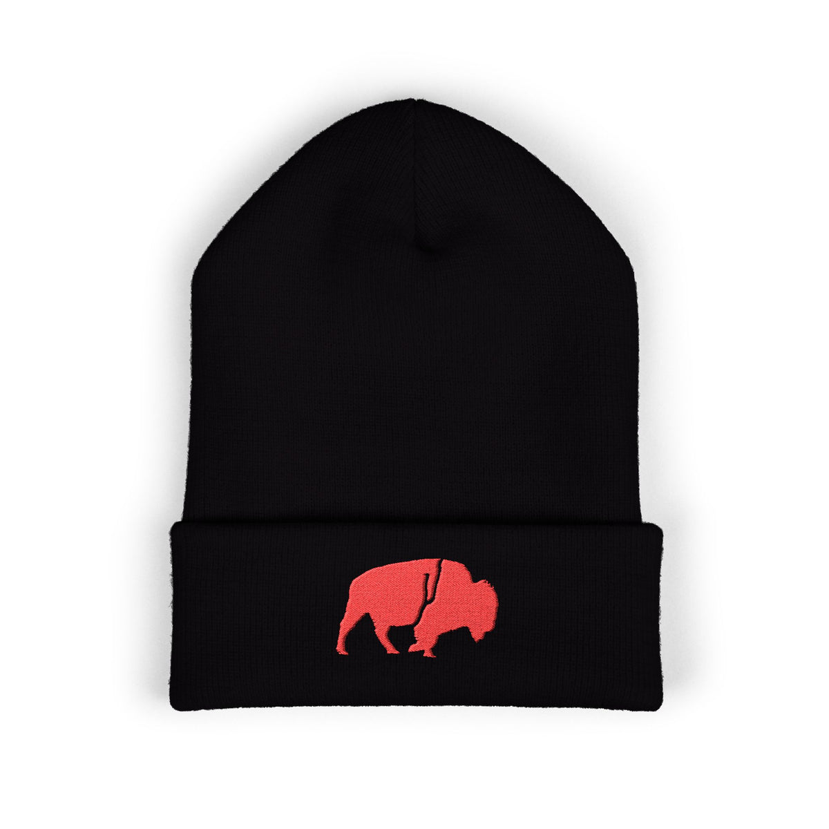 QKA Red Standing Buffalo Embroidered Beanie