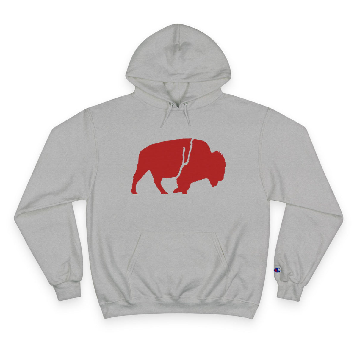 QKA Bills Backers Red Standing Buffalo Champion Hoodie