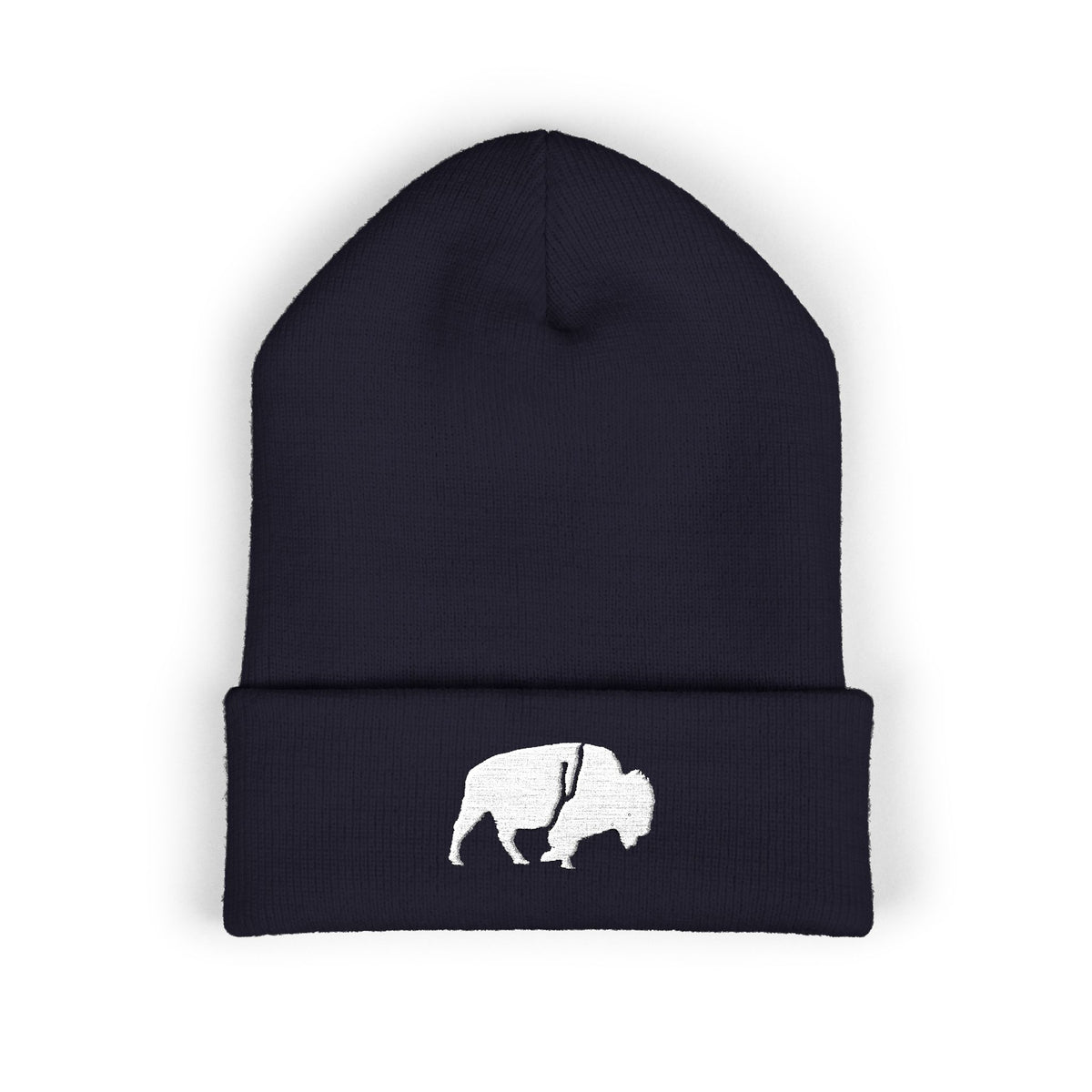 QKA White Standing Buffalo Embroidered Beanie