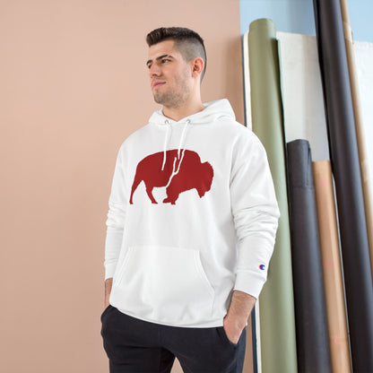 QKA Bills Backers Red Standing Buffalo Champion Hoodie