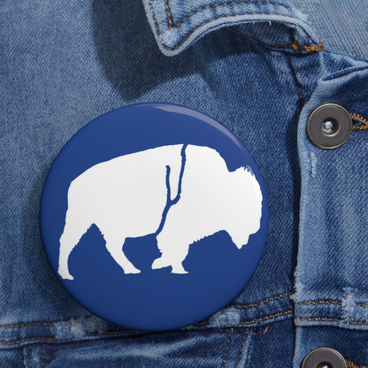 Blue & White Standing Buffalo Pin — 3-inch