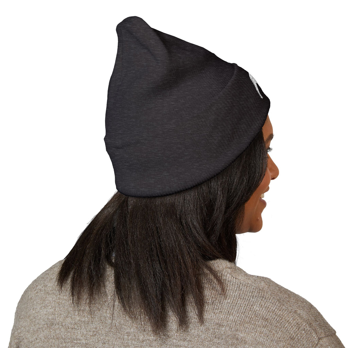 QKA White Standing Buffalo Embroidered Beanie