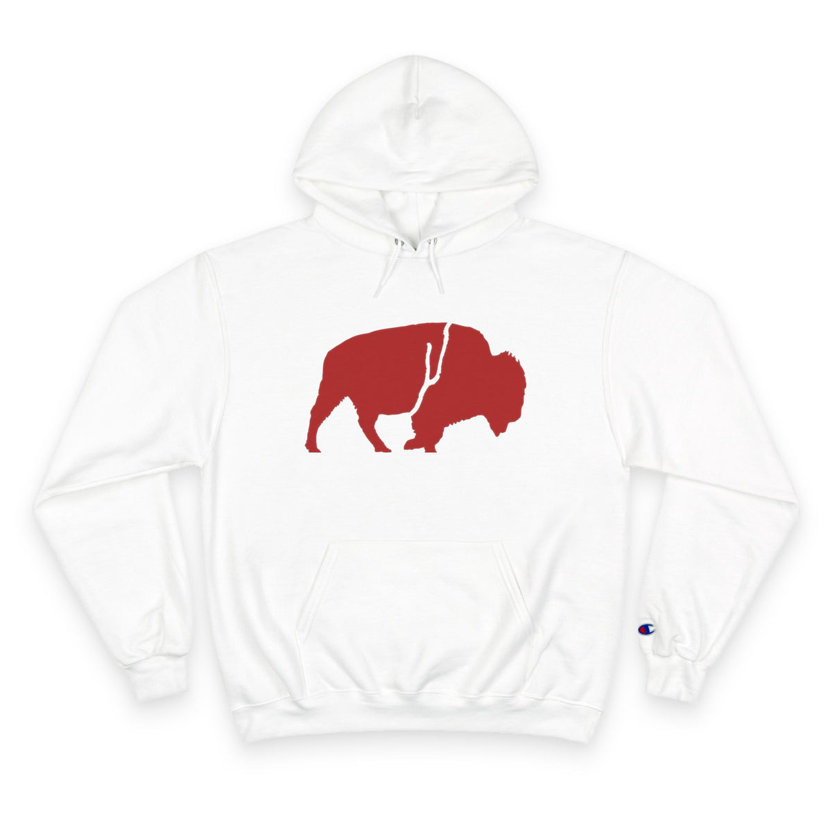 QKA Bills Backers Red Standing Buffalo Champion Hoodie