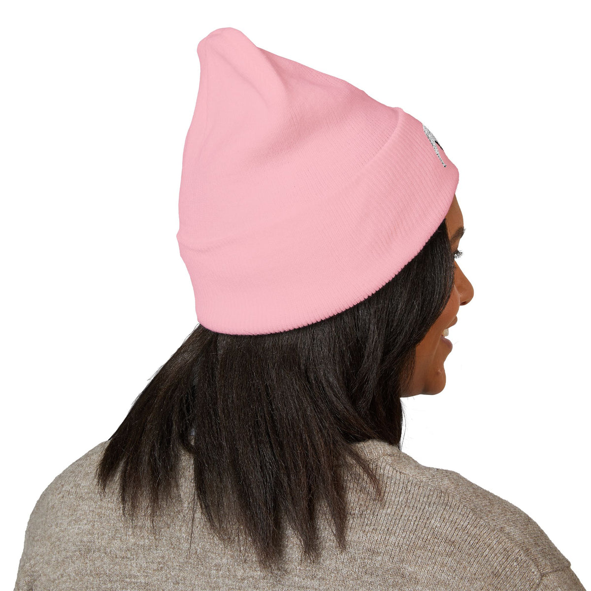 QKA White Standing Buffalo Embroidered Beanie