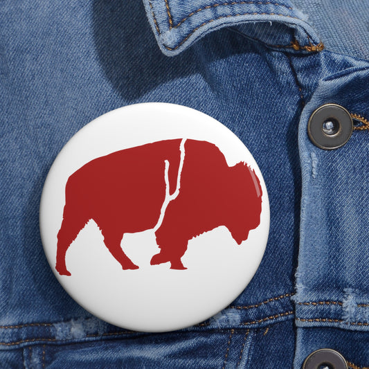 White & Red Standing Buffalo Pin — 3-inch