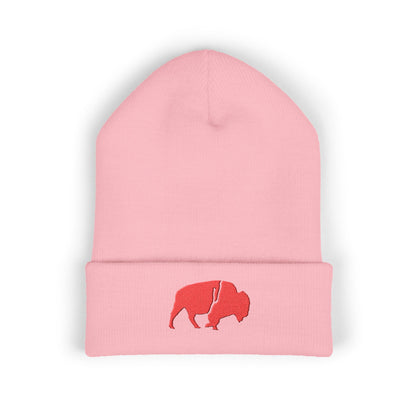 QKA Red Standing Buffalo Embroidered Beanie