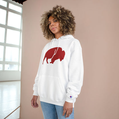 QKA Bills Backers Red Standing Buffalo Champion Hoodie