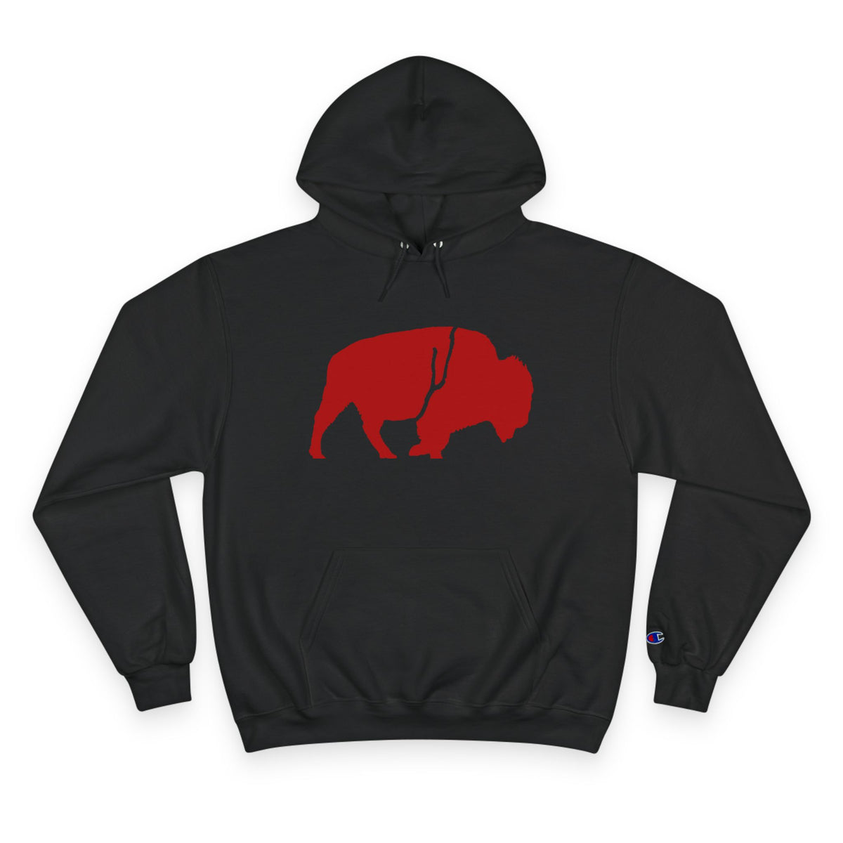 QKA Bills Backers Red Standing Buffalo Champion Hoodie