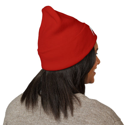 QKA White Standing Buffalo Embroidered Beanie
