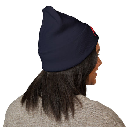 QKA Red Standing Buffalo Embroidered Beanie
